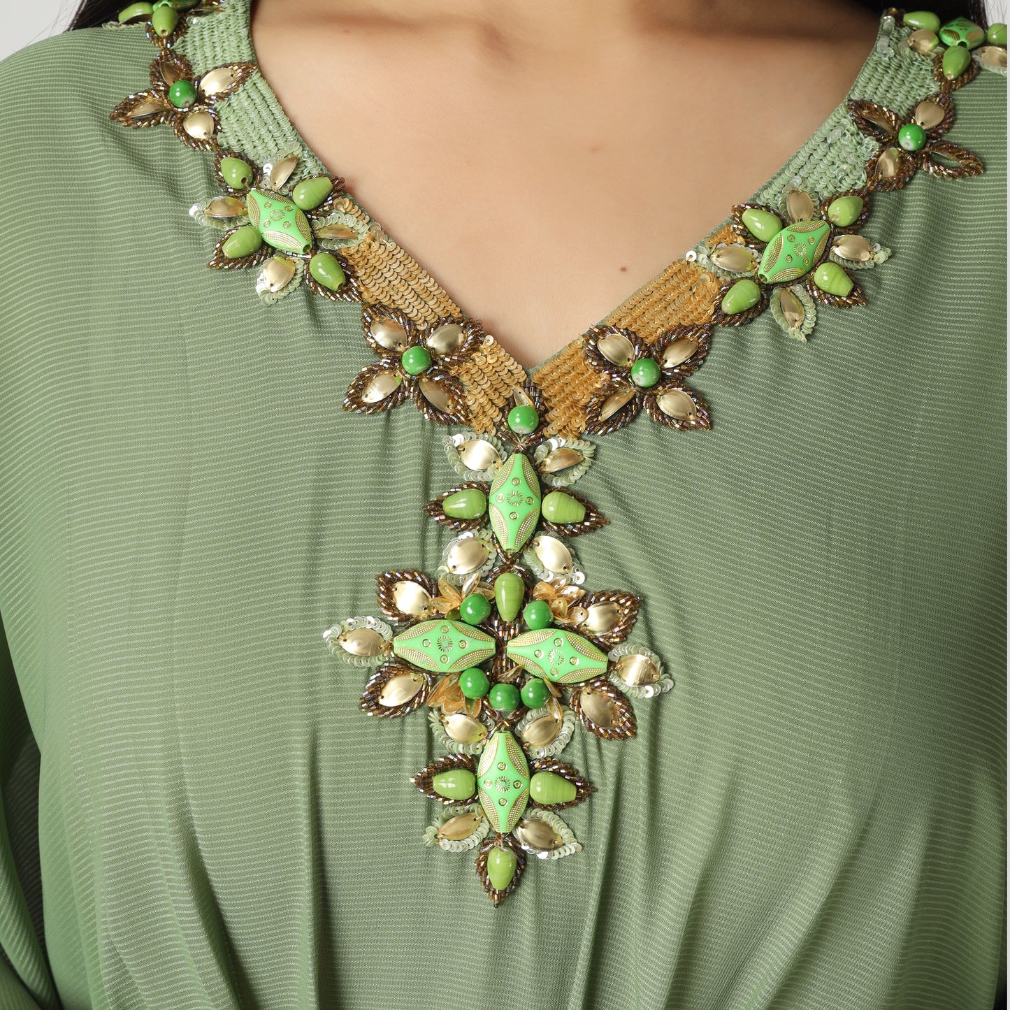 V shape ladies dress close look