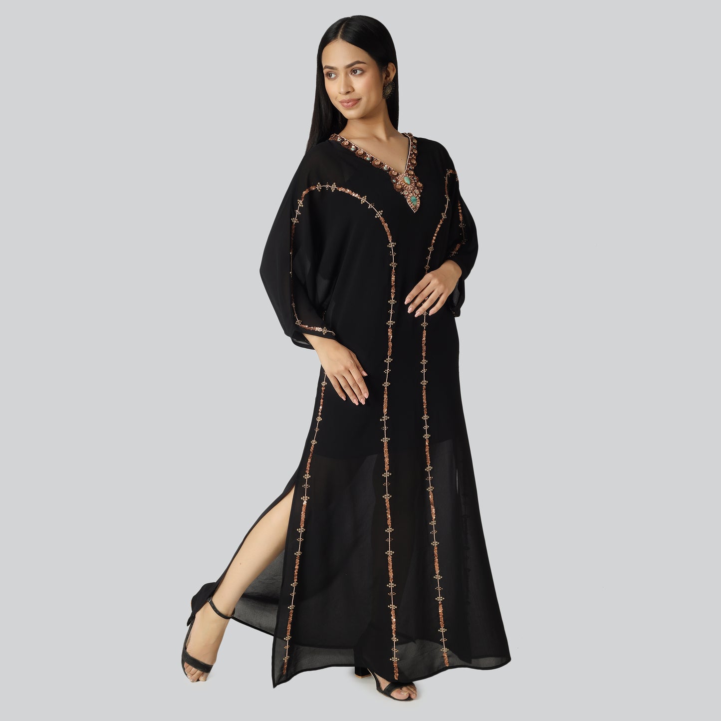 Long Indo Western dress wearing lady