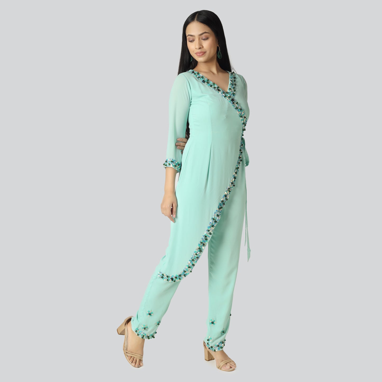 Light green clothes wearing girl