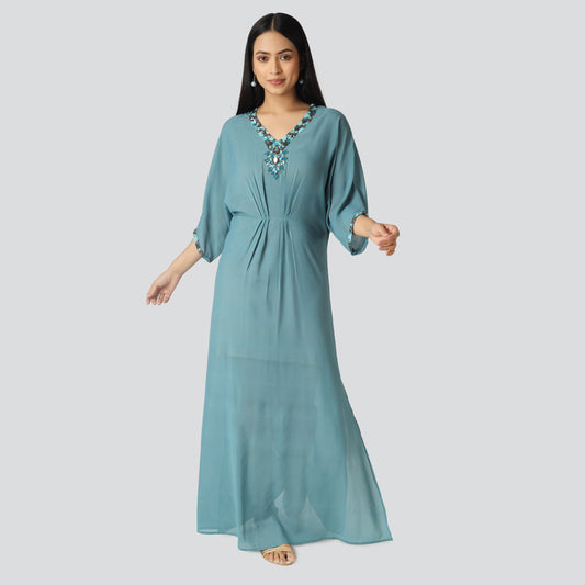 Lady wearing georgette dress