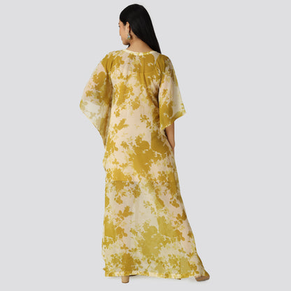 Long yellow dress wearing Indian lady