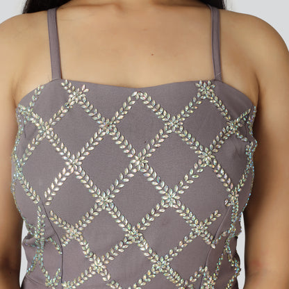 Grey jumpsuit front close look