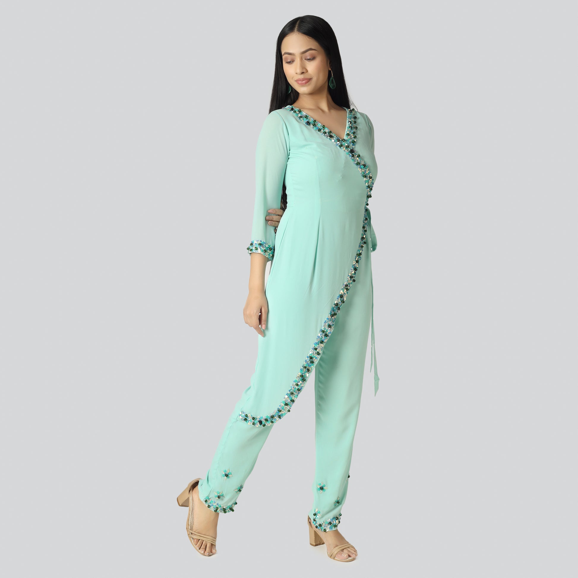 Light green clothes wearing girl