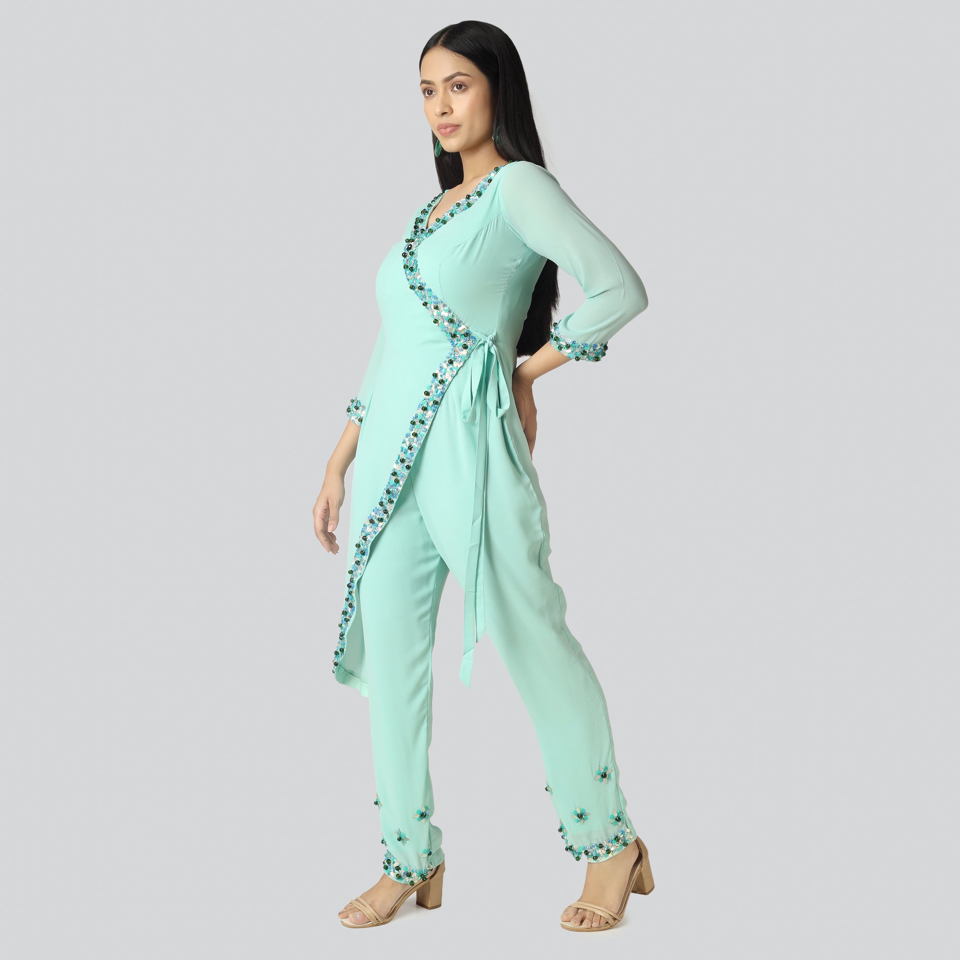 Light green dress wearing girl