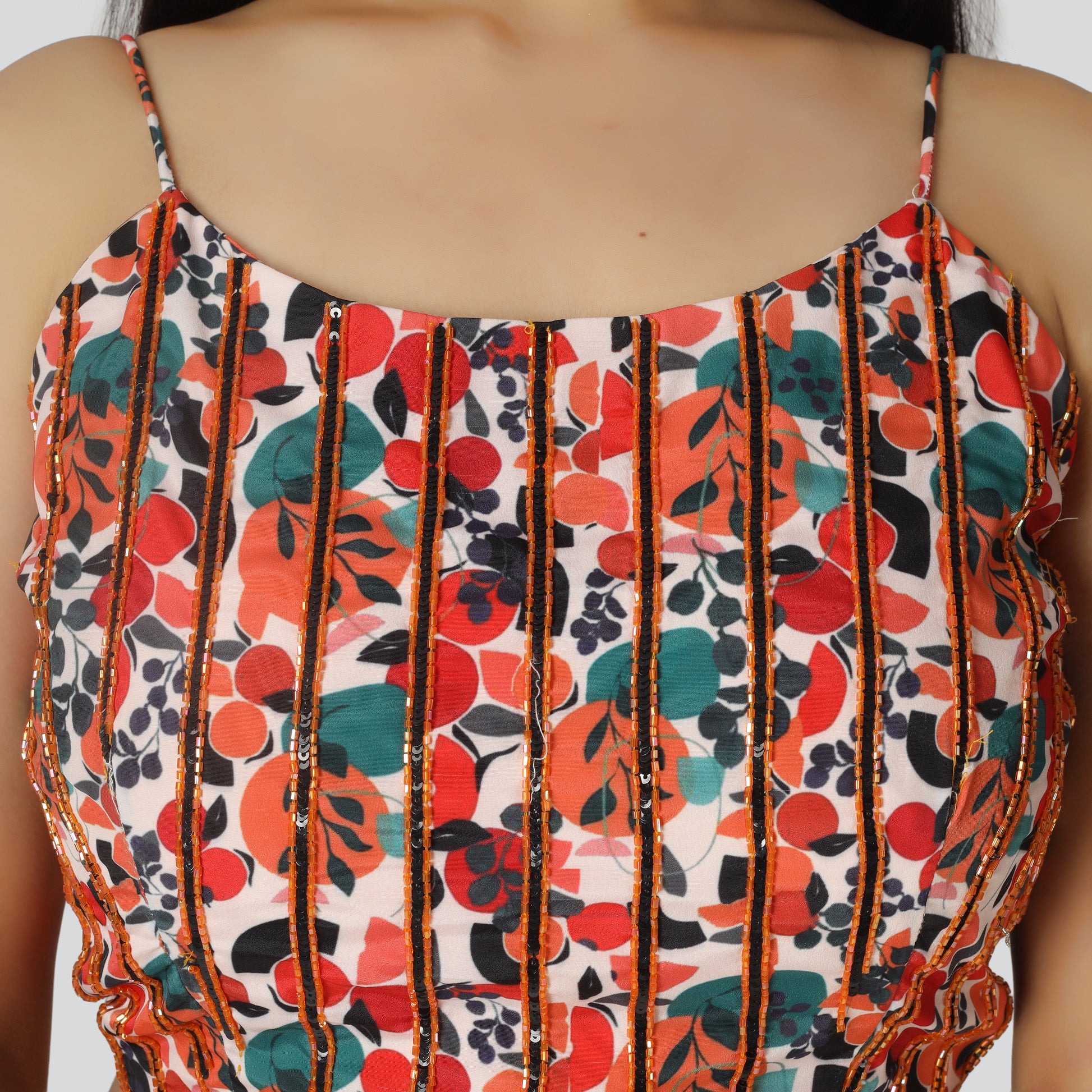 Colorful girls top close look