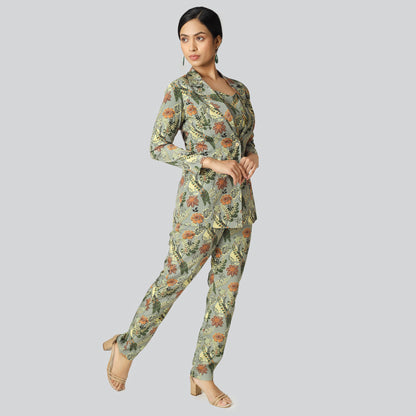 Indian girl wearing formal printed pant suit 